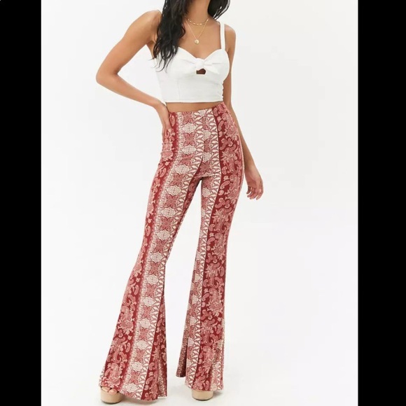 boho bell bottom pants forever 21
